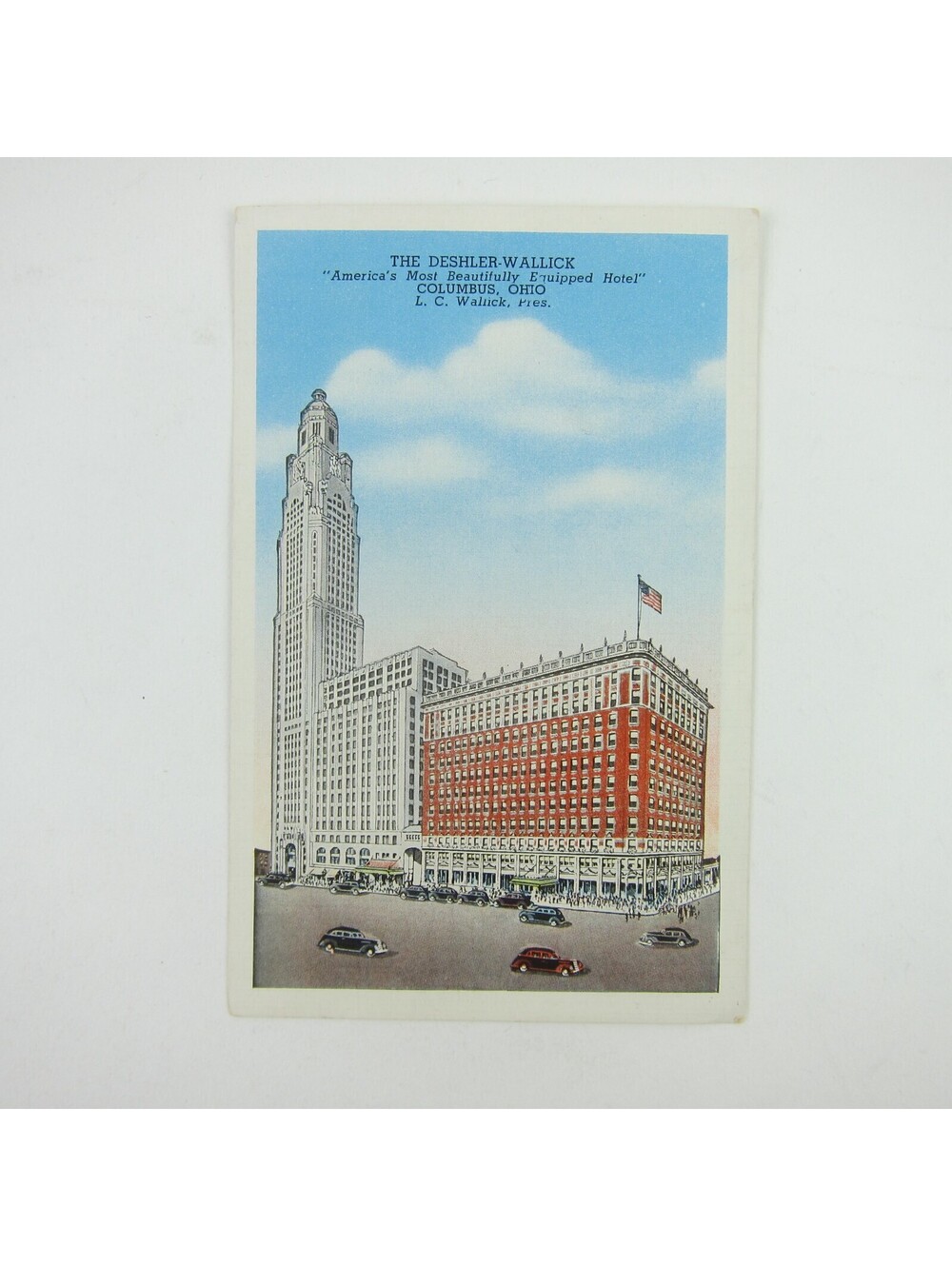 Postcard Columbus Ohio Deshler Wallick Hotel White Border UNPOSTED Vintage